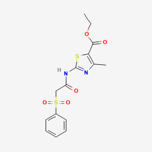 molecular formula C15H16N2O5S2 B11169228 Ethyl 4-methyl-2-{[(phenylsulfonyl)acetyl]amino}-1,3-thiazole-5-carboxylate 