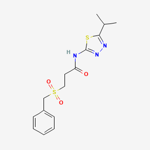 molecular formula C15H19N3O3S2 B11169242 N-(5-Isopropyl-[1,3,4]thiadiazol-2-yl)-3-phenylmethanesulfonyl-propionamide 
