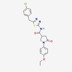 molecular formula C22H21ClN4O3S B11169243 N-[5-(4-chlorobenzyl)-1,3,4-thiadiazol-2-yl]-1-(4-ethoxyphenyl)-5-oxopyrrolidine-3-carboxamide 