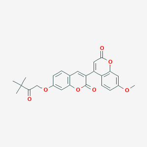 molecular formula C25H22O7 B11169361 7-(3,3-dimethyl-2-oxobutoxy)-3-(7-methoxy-2-oxo-2H-chromen-4-yl)-2H-chromen-2-one 
