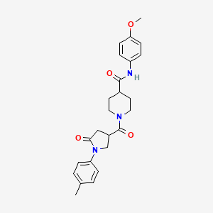 molecular formula C25H29N3O4 B11169393 N-(4-methoxyphenyl)-1-[1-(4-methylphenyl)-5-oxopyrrolidine-3-carbonyl]piperidine-4-carboxamide 
