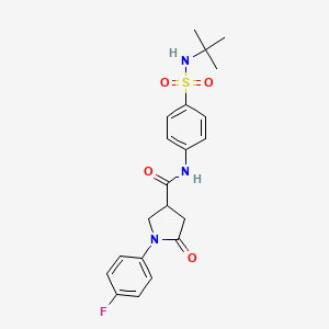 molecular formula C21H24FN3O4S B11169505 N-[4-(tert-butylsulfamoyl)phenyl]-1-(4-fluorophenyl)-5-oxopyrrolidine-3-carboxamide 
