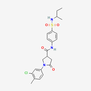 molecular formula C22H26ClN3O4S B11169528 N-[4-(butan-2-ylsulfamoyl)phenyl]-1-(3-chloro-4-methylphenyl)-5-oxopyrrolidine-3-carboxamide 