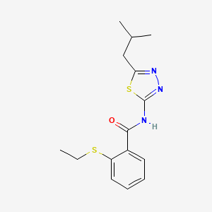 molecular formula C15H19N3OS2 B11169585 2-(ethylsulfanyl)-N-[5-(2-methylpropyl)-1,3,4-thiadiazol-2-yl]benzamide 