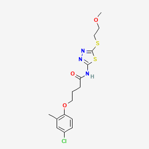 molecular formula C16H20ClN3O3S2 B11169681 4-(4-chloro-2-methylphenoxy)-N-{5-[(2-methoxyethyl)sulfanyl]-1,3,4-thiadiazol-2-yl}butanamide 
