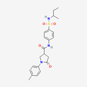 molecular formula C22H27N3O4S B11169695 N-[4-(butan-2-ylsulfamoyl)phenyl]-1-(4-methylphenyl)-5-oxopyrrolidine-3-carboxamide 