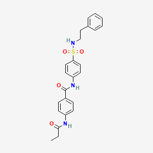 molecular formula C24H25N3O4S B11169729 N-{4-[(2-phenylethyl)sulfamoyl]phenyl}-4-(propanoylamino)benzamide 