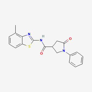 molecular formula C19H17N3O2S B11169743 N-(4-methyl-1,3-benzothiazol-2-yl)-5-oxo-1-phenylpyrrolidine-3-carboxamide 