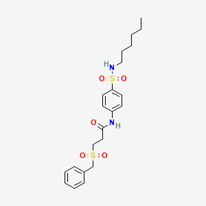 molecular formula C22H30N2O5S2 B11169867 3-(benzylsulfonyl)-N-[4-(hexylsulfamoyl)phenyl]propanamide 