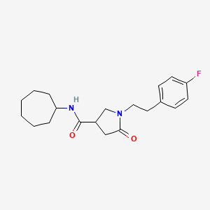molecular formula C20H27FN2O2 B11170069 N-cycloheptyl-1-[2-(4-fluorophenyl)ethyl]-5-oxopyrrolidine-3-carboxamide 