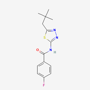 molecular formula C14H16FN3OS B11170086 N-[5-(2,2-dimethylpropyl)-1,3,4-thiadiazol-2-yl]-4-fluorobenzamide 