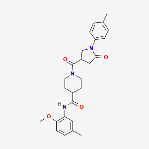 molecular formula C26H31N3O4 B11170222 N-(2-methoxy-5-methylphenyl)-1-[1-(4-methylphenyl)-5-oxopyrrolidine-3-carbonyl]piperidine-4-carboxamide 