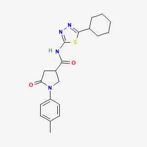molecular formula C20H24N4O2S B11170368 N-(5-cyclohexyl-1,3,4-thiadiazol-2-yl)-1-(4-methylphenyl)-5-oxopyrrolidine-3-carboxamide 