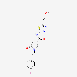 molecular formula C19H23FN4O3S B11170918 N-[5-(2-ethoxyethyl)-1,3,4-thiadiazol-2-yl]-1-[2-(4-fluorophenyl)ethyl]-5-oxopyrrolidine-3-carboxamide 