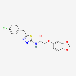 molecular formula C18H14ClN3O4S B11170933 2-(1,3-benzodioxol-5-yloxy)-N-[5-(4-chlorobenzyl)-1,3,4-thiadiazol-2-yl]acetamide 