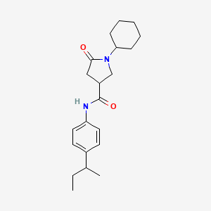 molecular formula C21H30N2O2 B11171195 N-[4-(butan-2-yl)phenyl]-1-cyclohexyl-5-oxopyrrolidine-3-carboxamide 