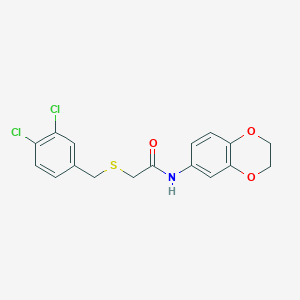molecular formula C17H15Cl2NO3S B11171219 2-[(3,4-dichlorobenzyl)sulfanyl]-N-(2,3-dihydro-1,4-benzodioxin-6-yl)acetamide 