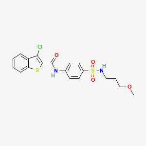 molecular formula C19H19ClN2O4S2 B11171629 3-chloro-N-{4-[(3-methoxypropyl)sulfamoyl]phenyl}-1-benzothiophene-2-carboxamide 