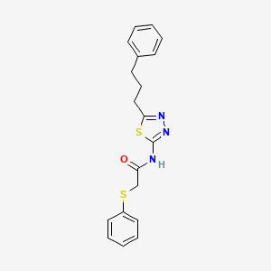 molecular formula C19H19N3OS2 B11174192 N-[5-(3-phenylpropyl)-1,3,4-thiadiazol-2-yl]-2-(phenylsulfanyl)acetamide 