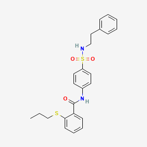 molecular formula C24H26N2O3S2 B11174723 N-{4-[(2-phenylethyl)sulfamoyl]phenyl}-2-(propylsulfanyl)benzamide 