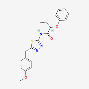 molecular formula C20H21N3O3S B11175390 N-[5-(4-methoxybenzyl)-1,3,4-thiadiazol-2-yl]-2-phenoxybutanamide 