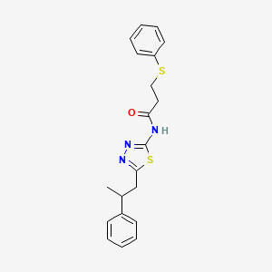 molecular formula C20H21N3OS2 B11175616 N-[5-(2-phenylpropyl)-1,3,4-thiadiazol-2-yl]-3-(phenylsulfanyl)propanamide 