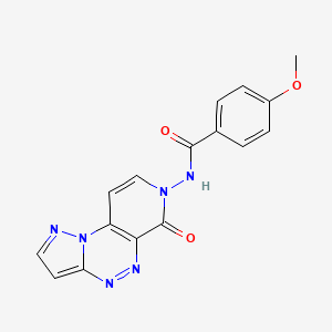 molecular formula C16H12N6O3 B11175629 4-methoxy-N-(6-oxopyrazolo[5,1-c]pyrido[4,3-e][1,2,4]triazin-7(6H)-yl)benzamide 