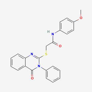 molecular formula C23H19N3O3S B11175675 N-(4-methoxyphenyl)-2-[(4-oxo-3-phenyl-3,4-dihydro-2-quinazolinyl)sulfanyl]acetamide 