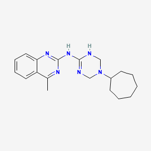 molecular formula C19H26N6 B11175771 N-(5-cycloheptyl-1,4,5,6-tetrahydro-1,3,5-triazin-2-yl)-4-methylquinazolin-2-amine 