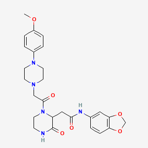molecular formula C26H31N5O6 B11175845 N-(1,3-benzodioxol-5-yl)-2-(1-{[4-(4-methoxyphenyl)piperazin-1-yl]acetyl}-3-oxopiperazin-2-yl)acetamide 