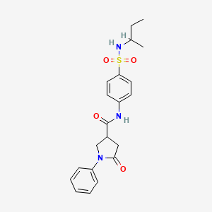 molecular formula C21H25N3O4S B11176067 N-[4-(butan-2-ylsulfamoyl)phenyl]-5-oxo-1-phenylpyrrolidine-3-carboxamide 