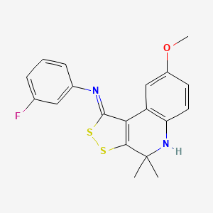 molecular formula C19H17FN2OS2 B11176068 3-fluoro-N-[(1Z)-8-methoxy-4,4-dimethyl-4,5-dihydro-1H-[1,2]dithiolo[3,4-c]quinolin-1-ylidene]aniline 