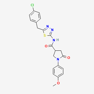 molecular formula C21H19ClN4O3S B11176223 N-[5-(4-chlorobenzyl)-1,3,4-thiadiazol-2-yl]-1-(4-methoxyphenyl)-5-oxopyrrolidine-3-carboxamide 