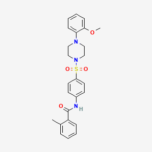 molecular formula C25H27N3O4S B11176234 N-(4-{[4-(2-methoxyphenyl)piperazin-1-yl]sulfonyl}phenyl)-2-methylbenzamide 
