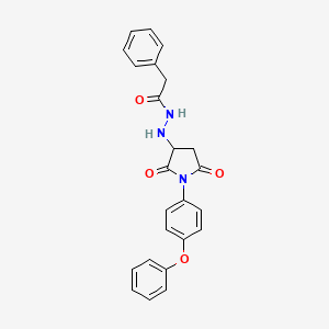 molecular formula C24H21N3O4 B11176259 N'-[2,5-dioxo-1-(4-phenoxyphenyl)pyrrolidin-3-yl]-2-phenylacetohydrazide 