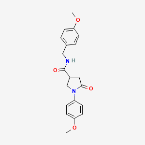molecular formula C20H22N2O4 B11176269 N-(4-methoxybenzyl)-1-(4-methoxyphenyl)-5-oxopyrrolidine-3-carboxamide 