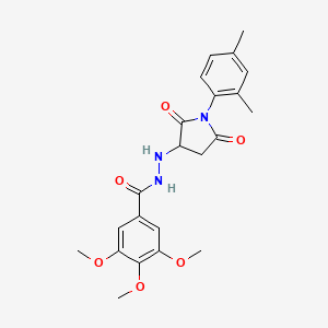 molecular formula C22H25N3O6 B11176297 N'-[1-(2,4-dimethylphenyl)-2,5-dioxopyrrolidin-3-yl]-3,4,5-trimethoxybenzohydrazide 