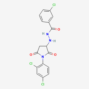 molecular formula C17H12Cl3N3O3 B11176319 3-chloro-N'-[1-(2,4-dichlorophenyl)-2,5-dioxopyrrolidin-3-yl]benzohydrazide 