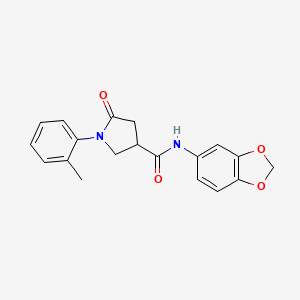 molecular formula C19H18N2O4 B11176433 N-(1,3-benzodioxol-5-yl)-1-(2-methylphenyl)-5-oxopyrrolidine-3-carboxamide 