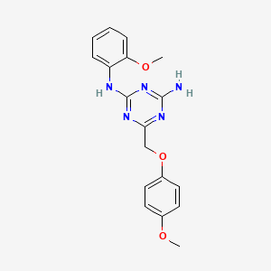 molecular formula C18H19N5O3 B11176437 6-[(4-methoxyphenoxy)methyl]-N-(2-methoxyphenyl)-1,3,5-triazine-2,4-diamine 