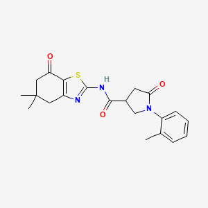 molecular formula C21H23N3O3S B11176459 N-(5,5-dimethyl-7-oxo-4,5,6,7-tetrahydro-1,3-benzothiazol-2-yl)-1-(2-methylphenyl)-5-oxopyrrolidine-3-carboxamide 
