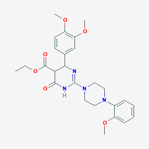 molecular formula C26H32N4O6 B11176467 Ethyl 6-(3,4-dimethoxyphenyl)-2-[4-(2-methoxyphenyl)piperazin-1-yl]-4-oxo-1,4,5,6-tetrahydropyrimidine-5-carboxylate 