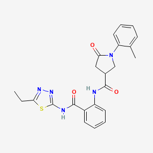 molecular formula C23H23N5O3S B11176471 N-{2-[(5-ethyl-1,3,4-thiadiazol-2-yl)carbamoyl]phenyl}-1-(2-methylphenyl)-5-oxopyrrolidine-3-carboxamide 