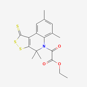 molecular formula C18H19NO3S3 B11176473 ethyl oxo(4,4,6,8-tetramethyl-1-thioxo-1,4-dihydro-5H-[1,2]dithiolo[3,4-c]quinolin-5-yl)acetate 