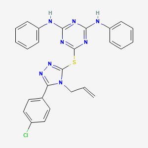 molecular formula C26H21ClN8S B11176569 6-{[5-(4-chlorophenyl)-4-(prop-2-en-1-yl)-4H-1,2,4-triazol-3-yl]sulfanyl}-N,N'-diphenyl-1,3,5-triazine-2,4-diamine 
