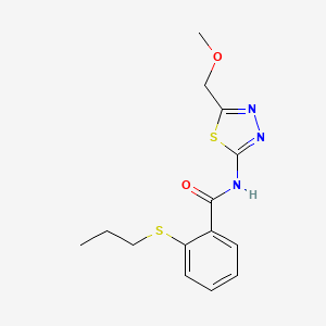 molecular formula C14H17N3O2S2 B11176604 N-[5-(methoxymethyl)-1,3,4-thiadiazol-2-yl]-2-(propylsulfanyl)benzamide 