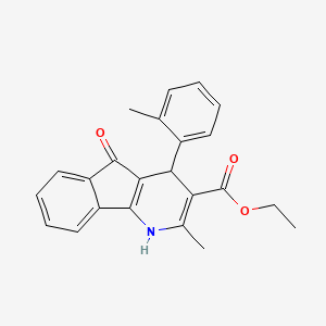 molecular formula C23H21NO3 B11176674 ethyl 2-methyl-4-(2-methylphenyl)-5-oxo-4,5-dihydro-1H-indeno[1,2-b]pyridine-3-carboxylate 