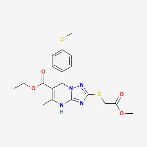 molecular formula C19H22N4O4S2 B11176846 Ethyl 2-[(2-methoxy-2-oxoethyl)sulfanyl]-5-methyl-7-[4-(methylsulfanyl)phenyl]-4,7-dihydro[1,2,4]triazolo[1,5-a]pyrimidine-6-carboxylate 