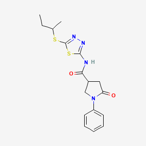 molecular formula C17H20N4O2S2 B11176874 N-[5-(butan-2-ylsulfanyl)-1,3,4-thiadiazol-2-yl]-5-oxo-1-phenylpyrrolidine-3-carboxamide 