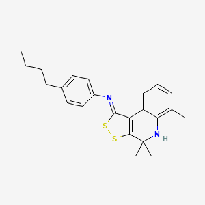 molecular formula C23H26N2S2 B11176907 4-butyl-N-[(1Z)-4,4,6-trimethyl-4,5-dihydro-1H-[1,2]dithiolo[3,4-c]quinolin-1-ylidene]aniline 